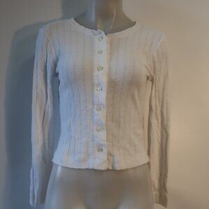 Womens Leset White Cardigan Sweater XS